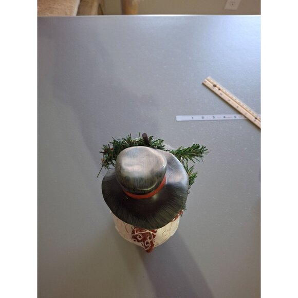 Christmas Holiday Resin Snowman Figurine  10 in Hat Scarf Holiday Decoration - Picture 5 of 8